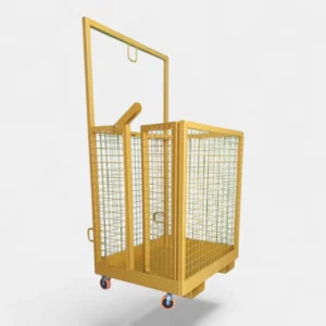 canastillo de seguridad para trabajos en altura para gruas horquilla, con 4 ruedas